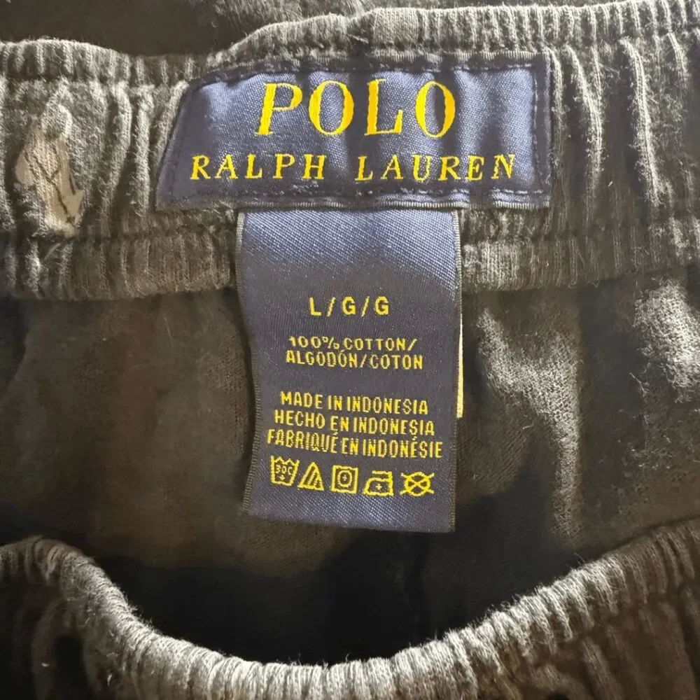 Polo Ralph Lauren Mens Elastic Waist Drawstring Pony Sleep Pants Black‎ Large